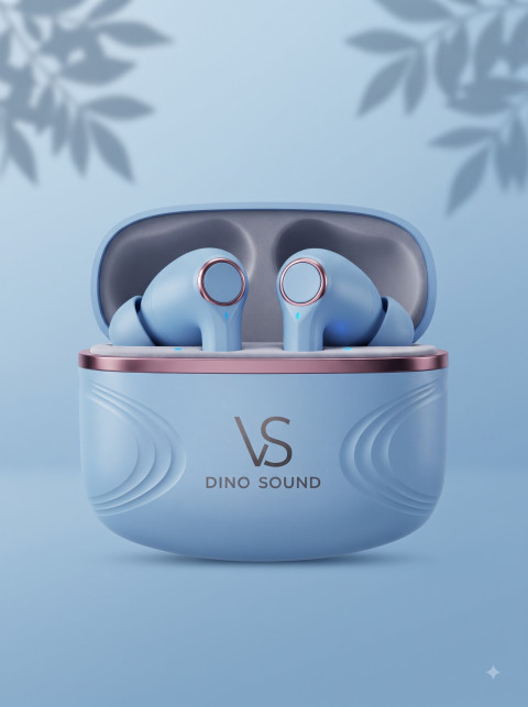 Wireless Earbuds with Leaf Shadow Studio Shot