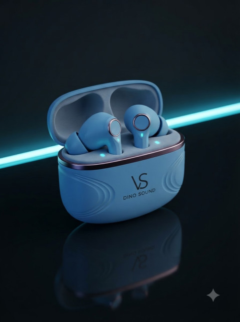 Wireless Earbuds with Neon Light in Dark Setting